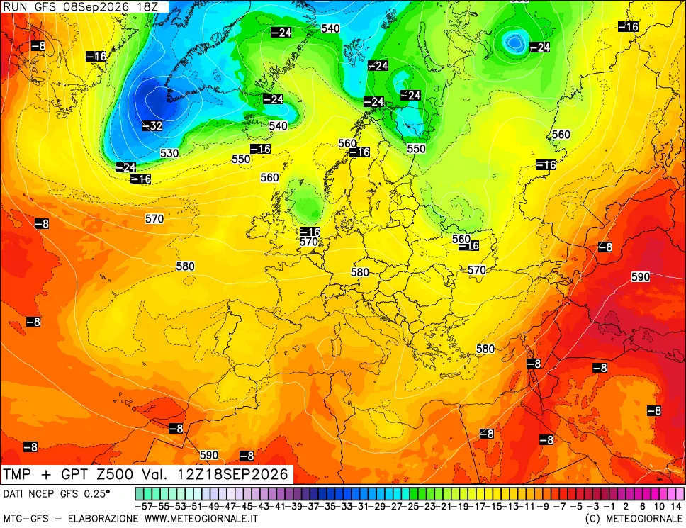 mappa 500 hPa Temp + GPT
