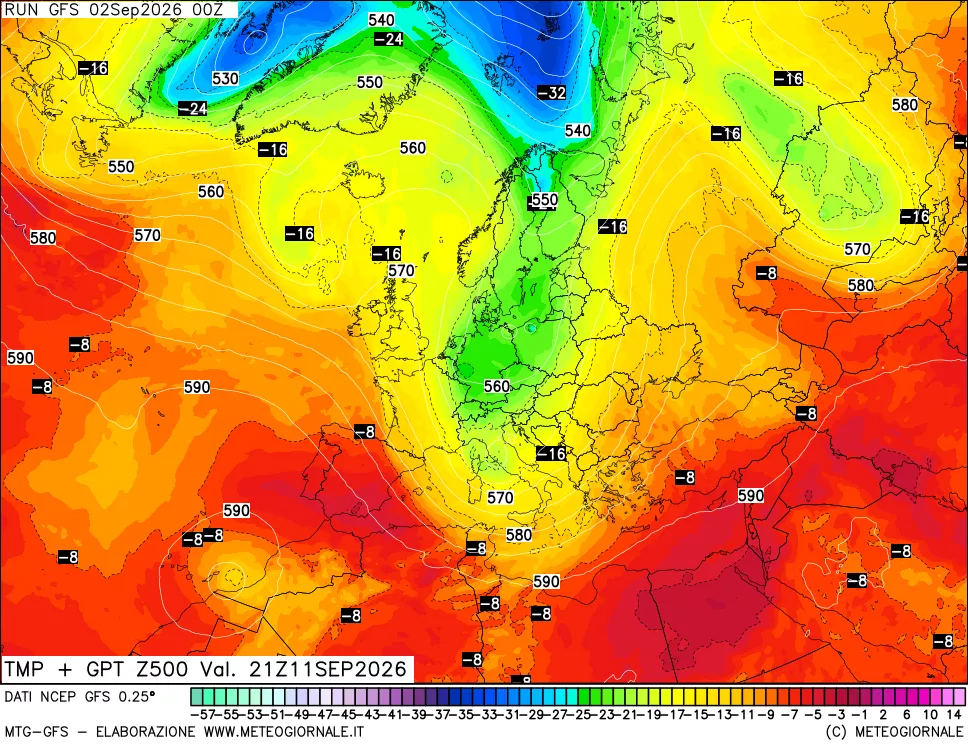 mappa 500 hPa Temp + GPT
