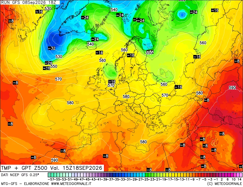 mappa 500 hPa Temp + GPT
