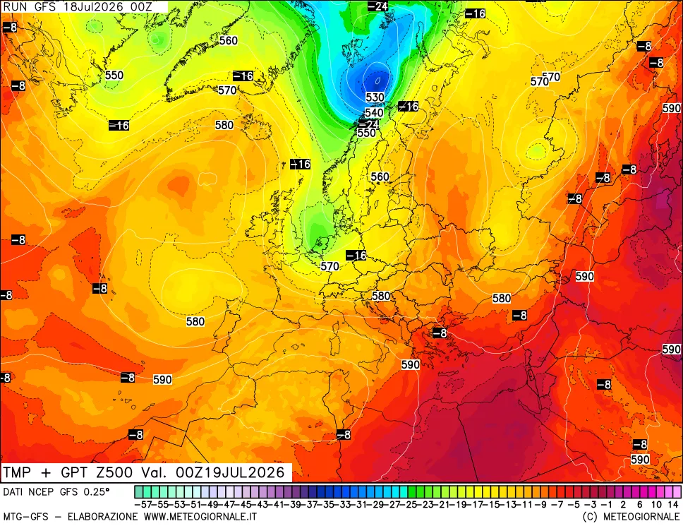 mappa 500 hPa Temp + GPT