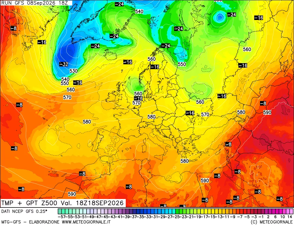 mappa 500 hPa Temp + GPT