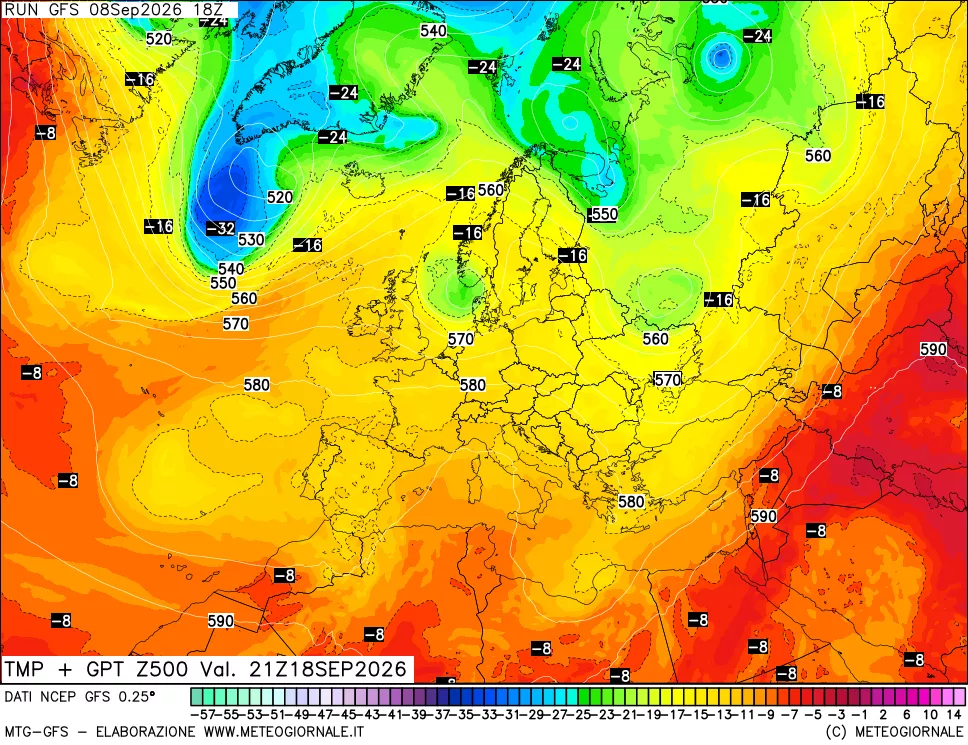 mappa 500 hPa Temp + GPT