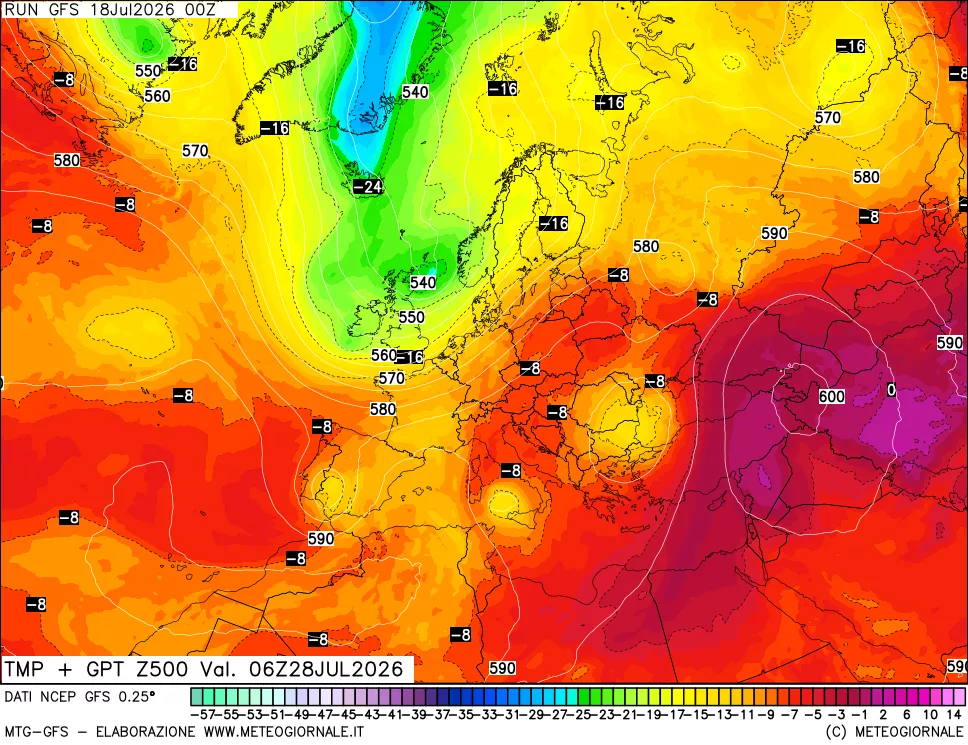 mappa 500 hPa Temp + GPT