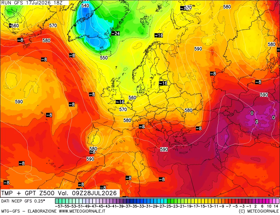 mappa 500 hPa Temp + GPT