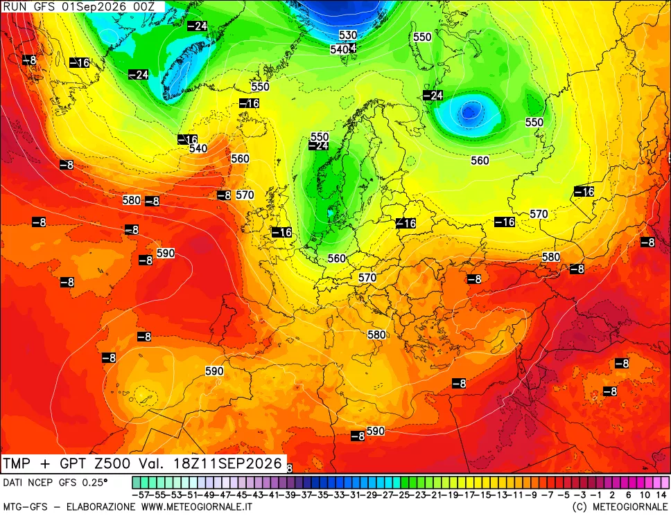 mappa 500 hPa Temp + GPT