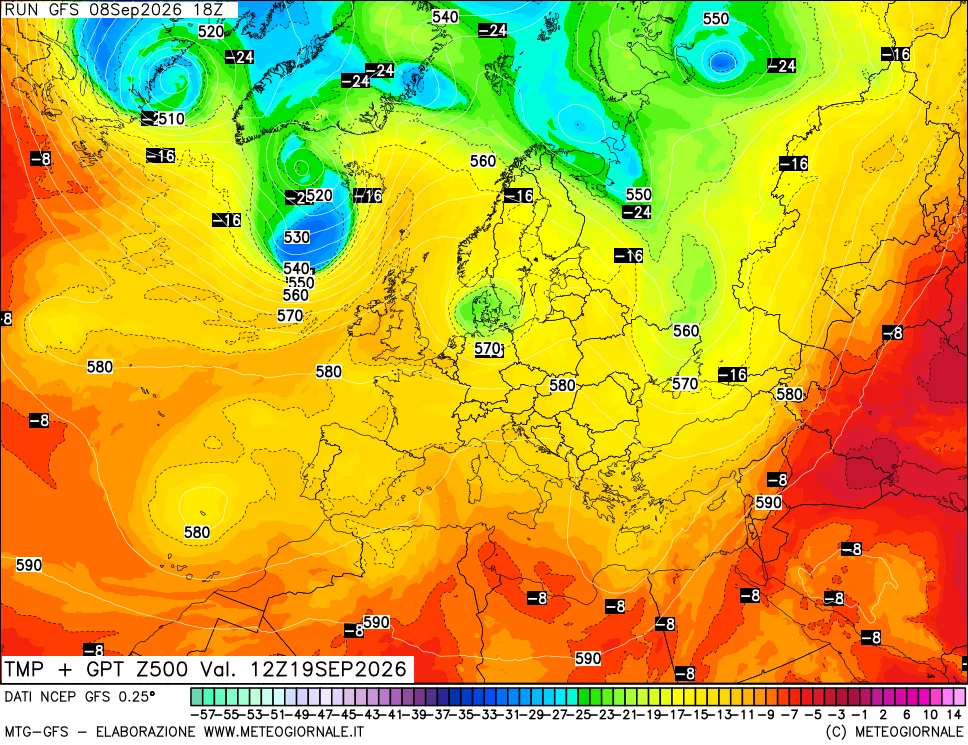 mappa 500 hPa Temp + GPT