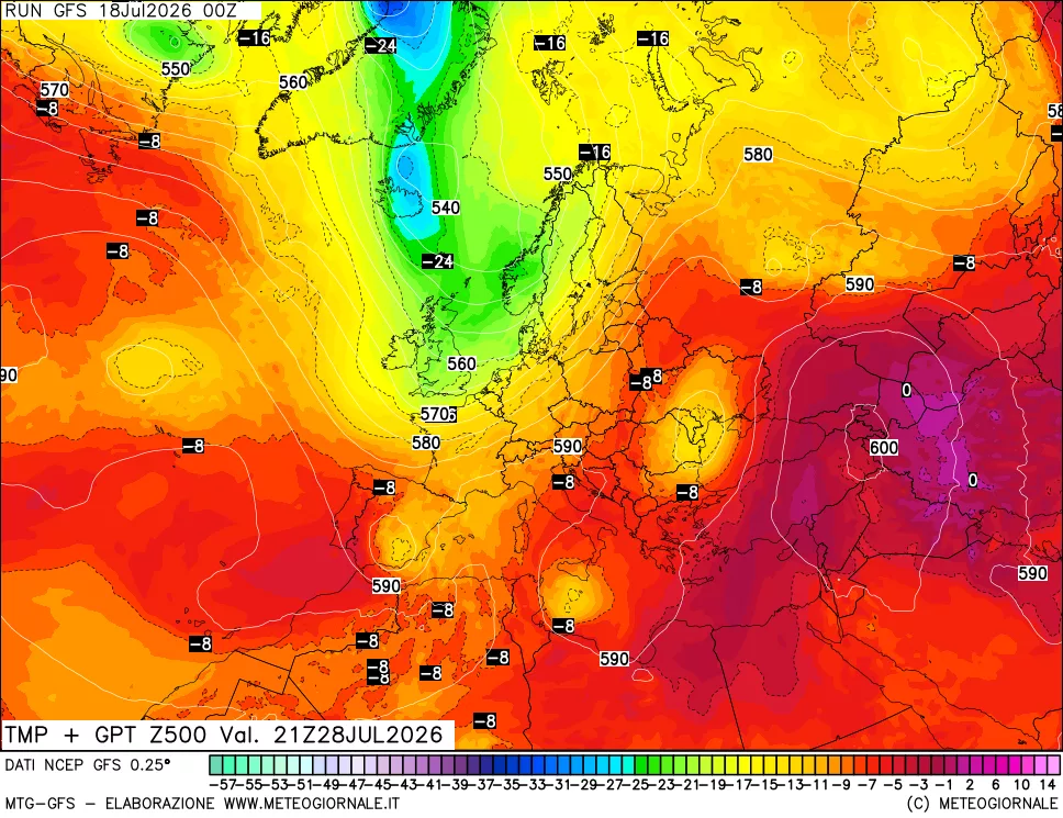 mappa 500 hPa Temp + GPT