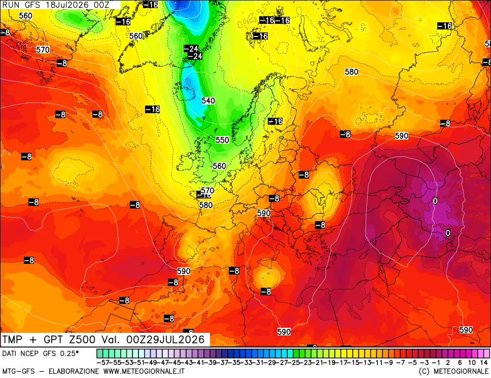mappa 500 hPa Temp + GPT