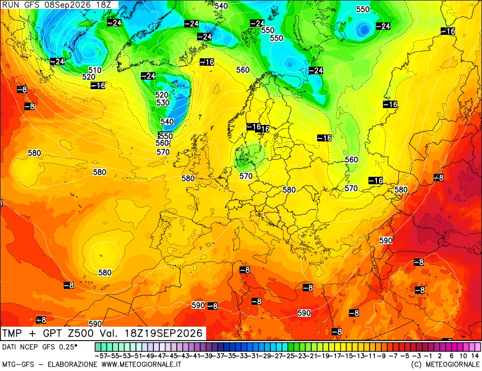 mappa 500 hPa Temp + GPT