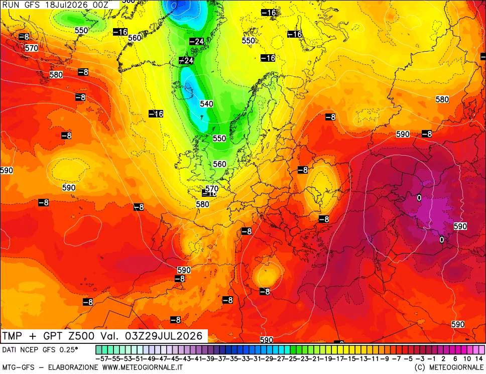 mappa 500 hPa Temp + GPT