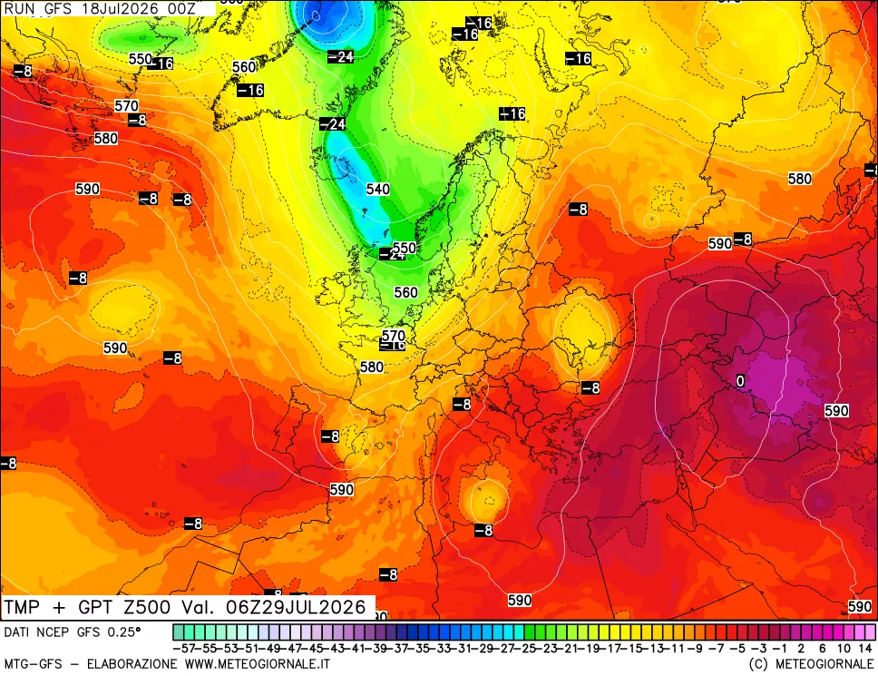 mappa 500 hPa Temp + GPT