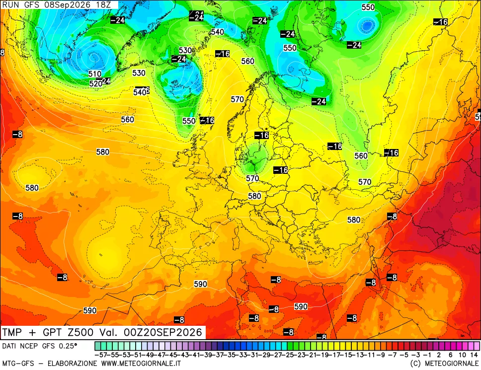 mappa 500 hPa Temp + GPT