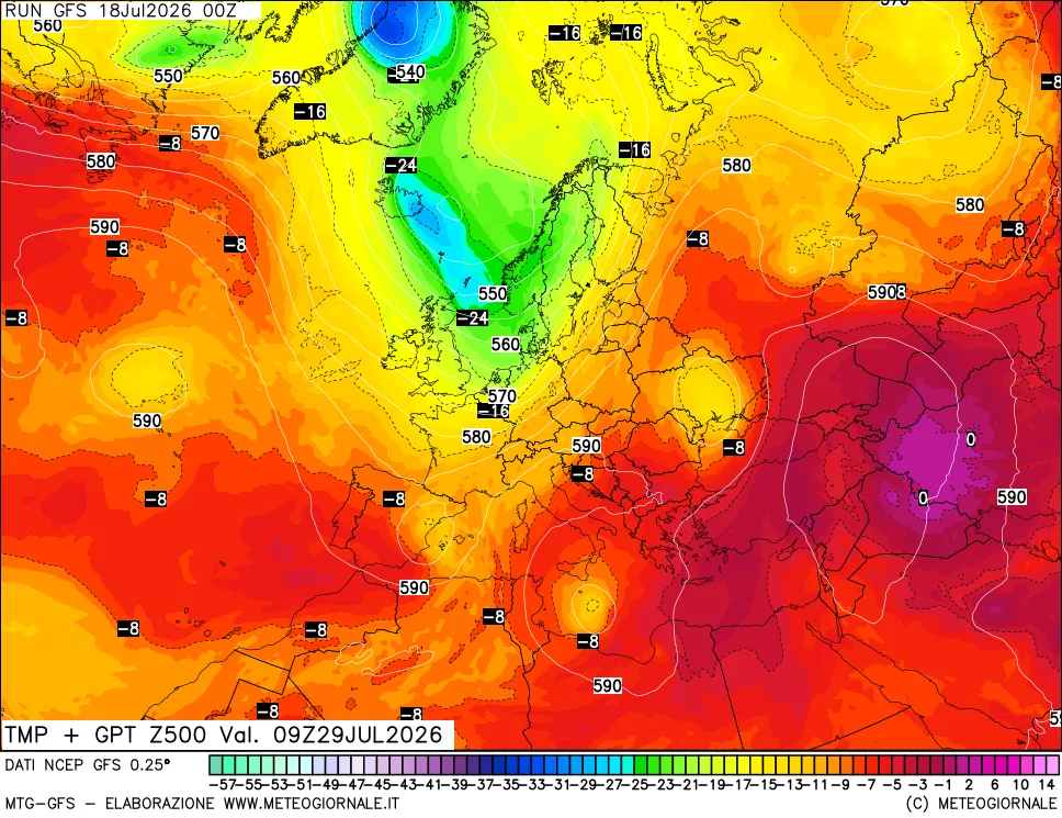 mappa 500 hPa Temp + GPT