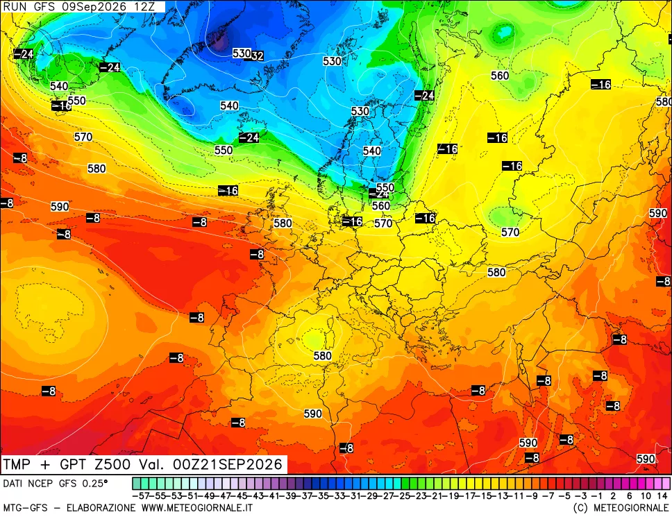 mappa 500 hPa Temp + GPT