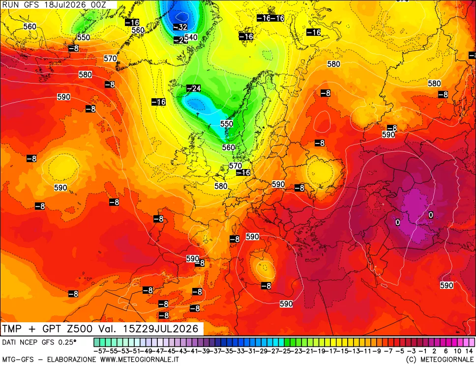mappa 500 hPa Temp + GPT