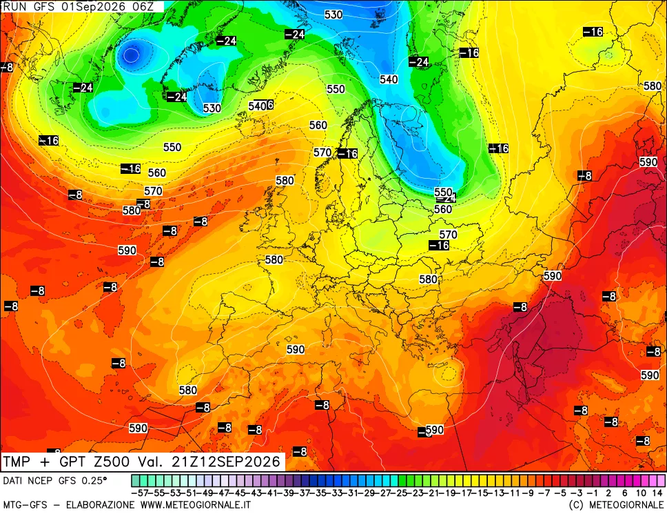 mappa 500 hPa Temp + GPT