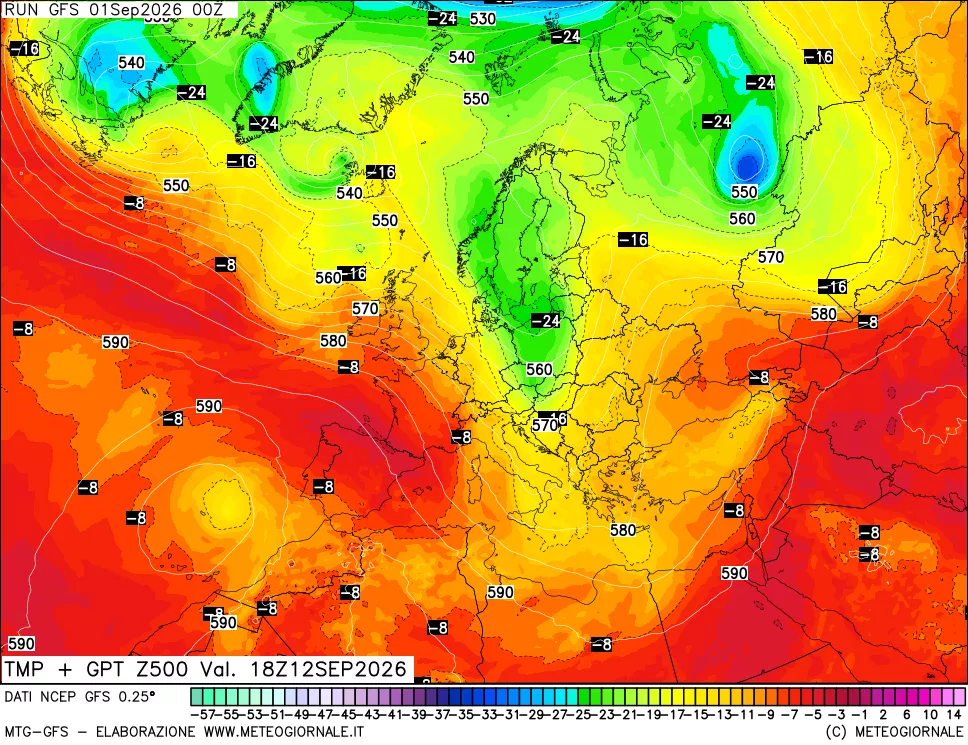 mappa 500 hPa Temp + GPT