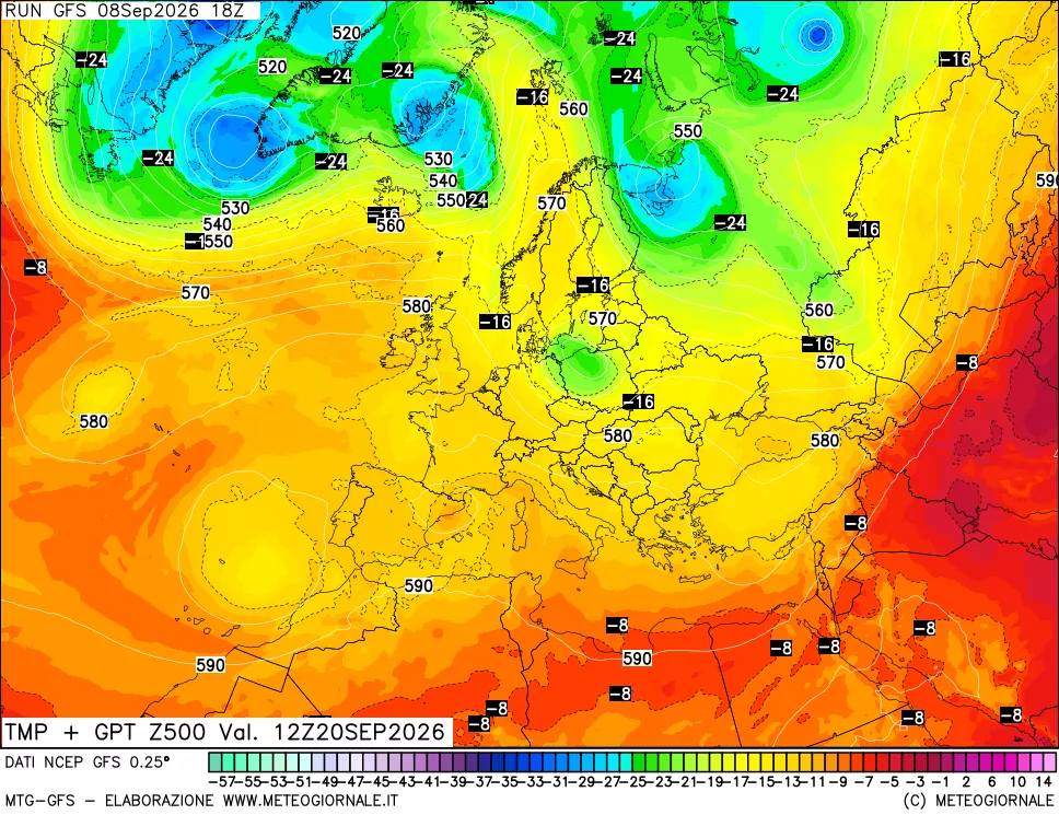 mappa 500 hPa Temp + GPT