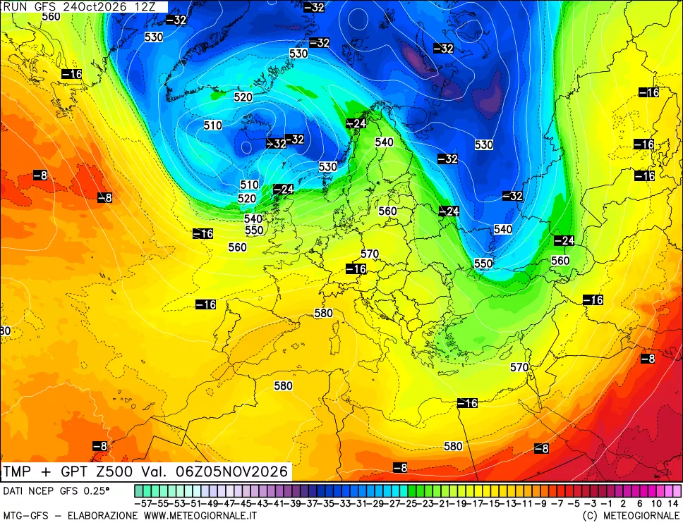 mappa 500 hPa Temp + GPT
