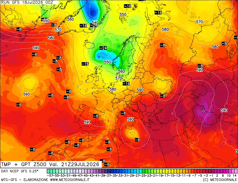 mappa 500 hPa Temp + GPT