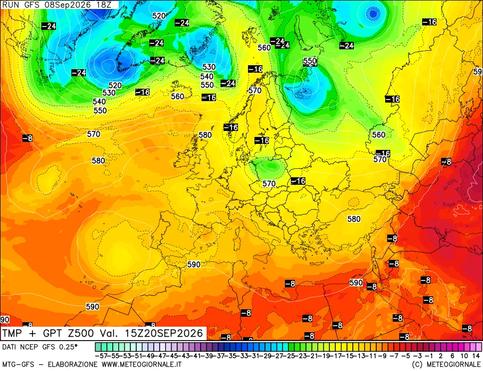 mappa 500 hPa Temp + GPT