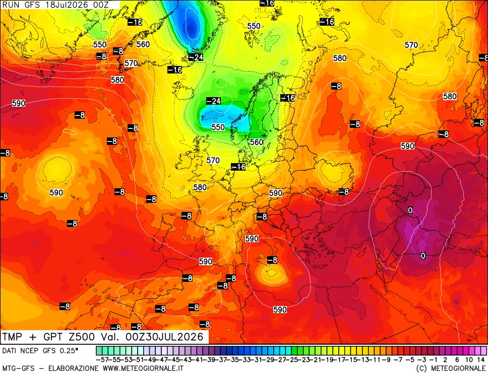 mappa 500 hPa Temp + GPT