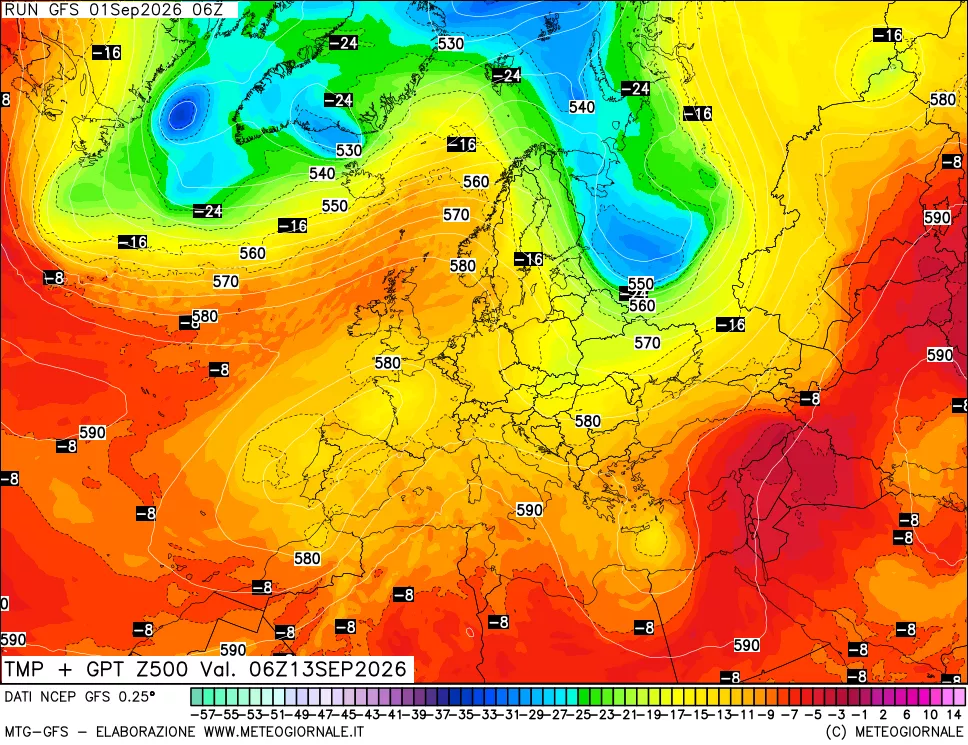 mappa 500 hPa Temp + GPT