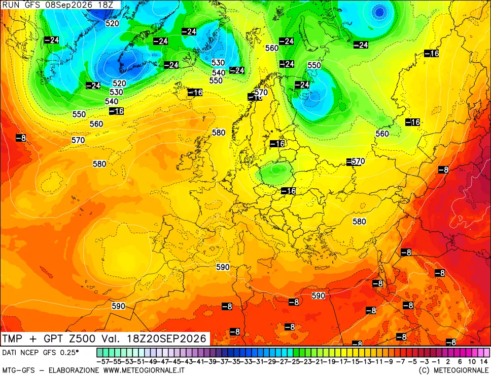 mappa 500 hPa Temp + GPT