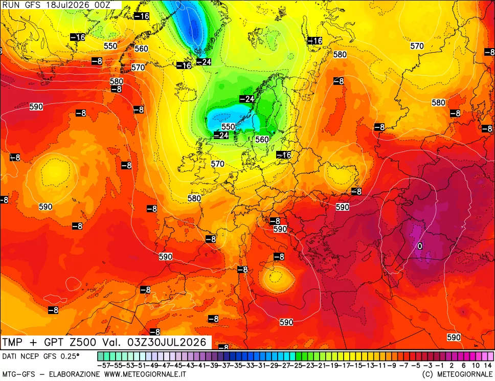 mappa 500 hPa Temp + GPT