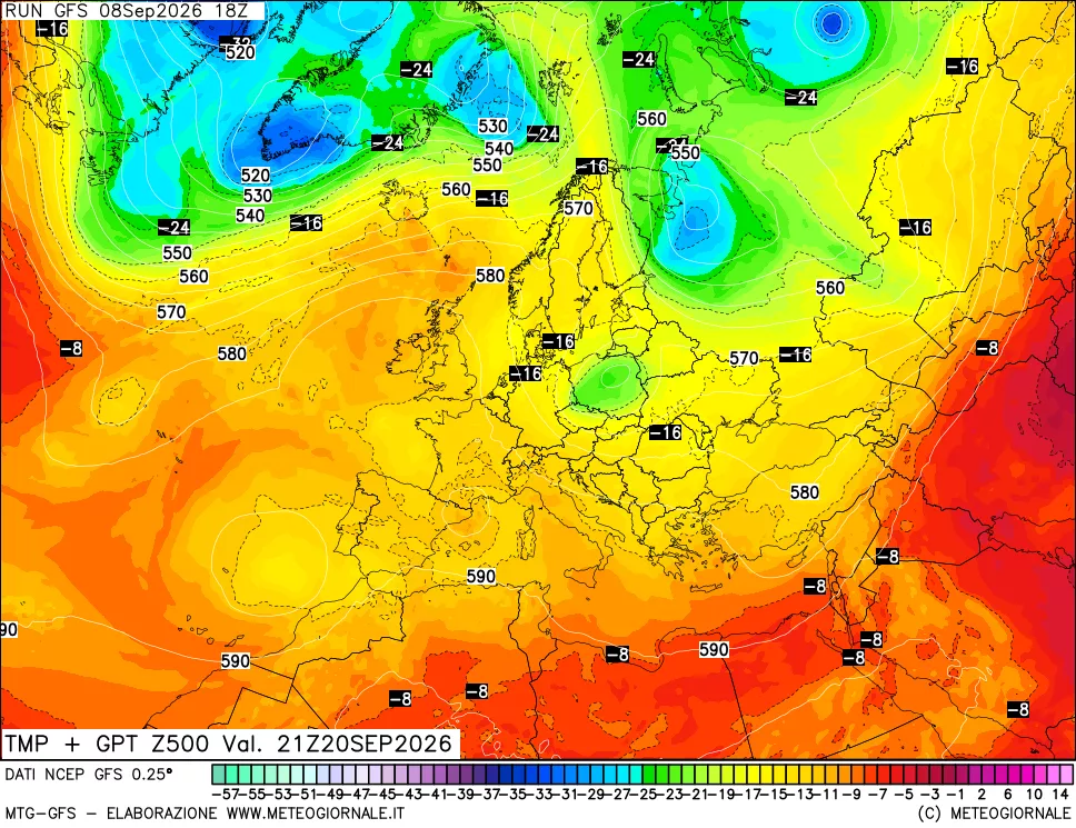 mappa 500 hPa Temp + GPT