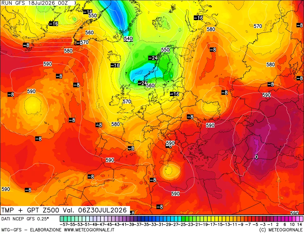 mappa 500 hPa Temp + GPT