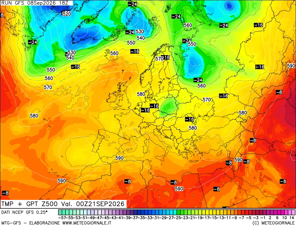 mappa 500 hPa Temp + GPT