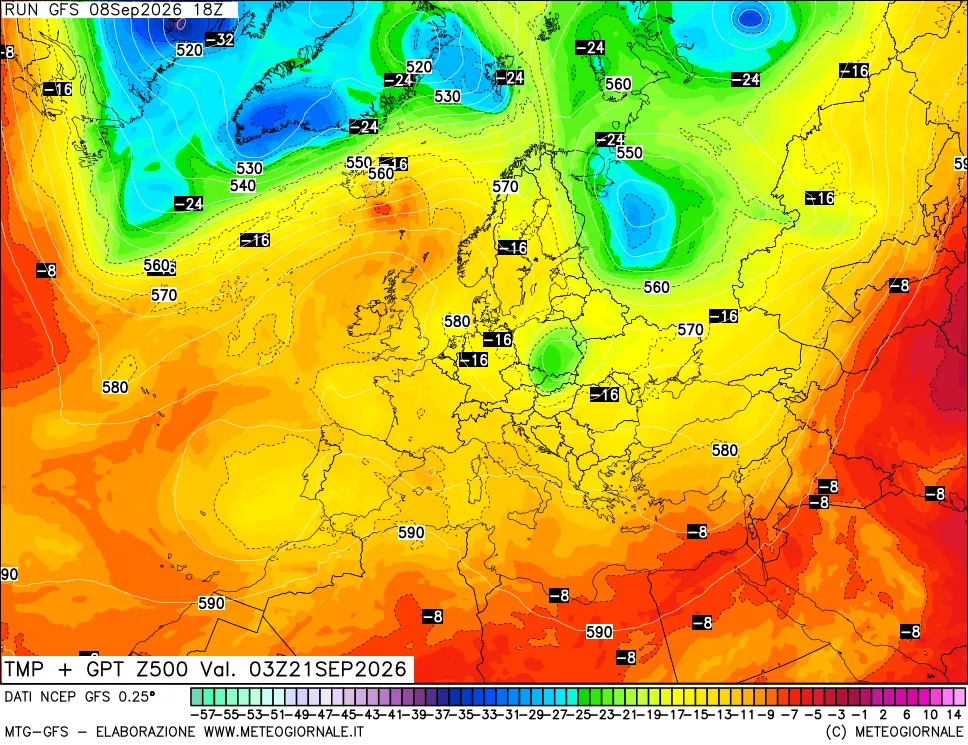 mappa 500 hPa Temp + GPT