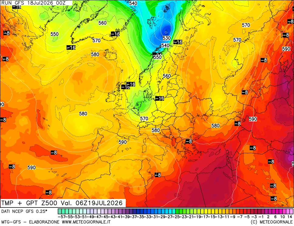 mappa 500 hPa Temp + GPT