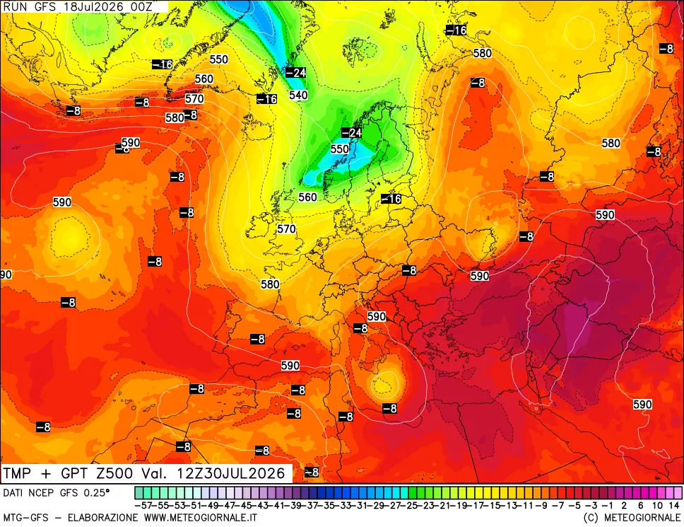 mappa 500 hPa Temp + GPT