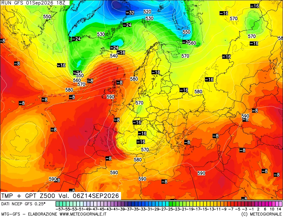 mappa 500 hPa Temp + GPT