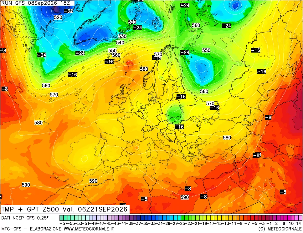 mappa 500 hPa Temp + GPT