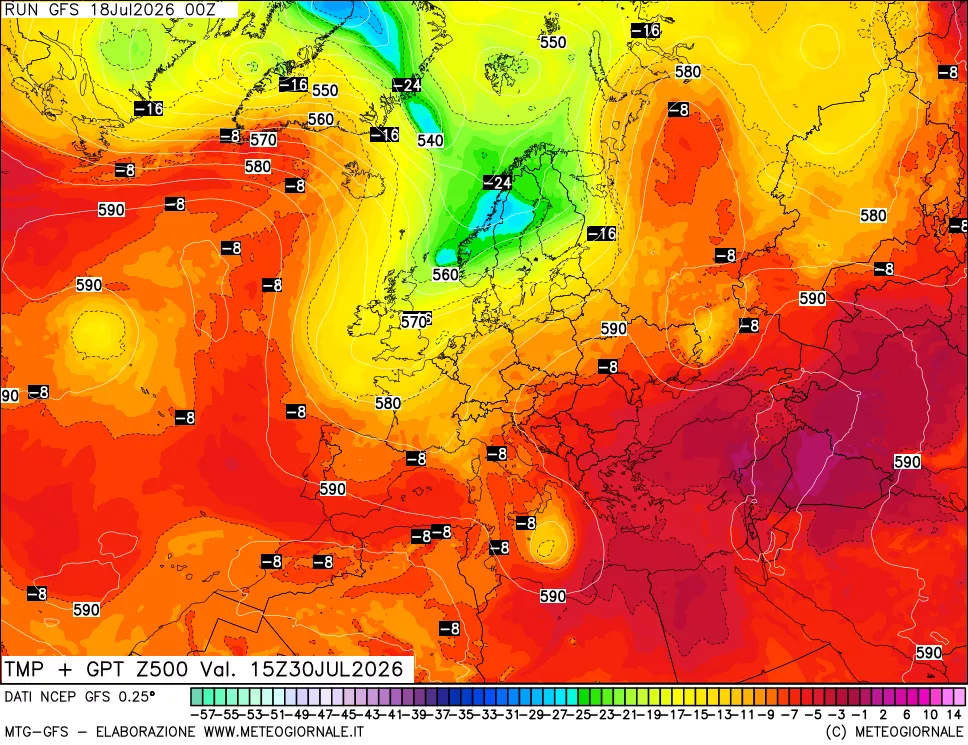 mappa 500 hPa Temp + GPT
