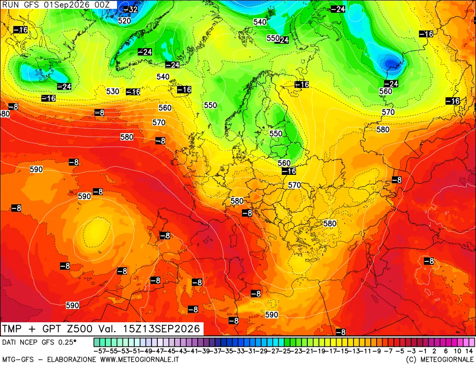 mappa 500 hPa Temp + GPT