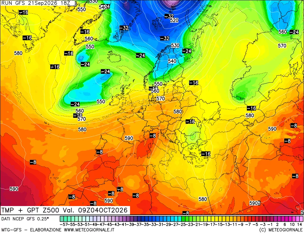 mappa 500 hPa Temp + GPT