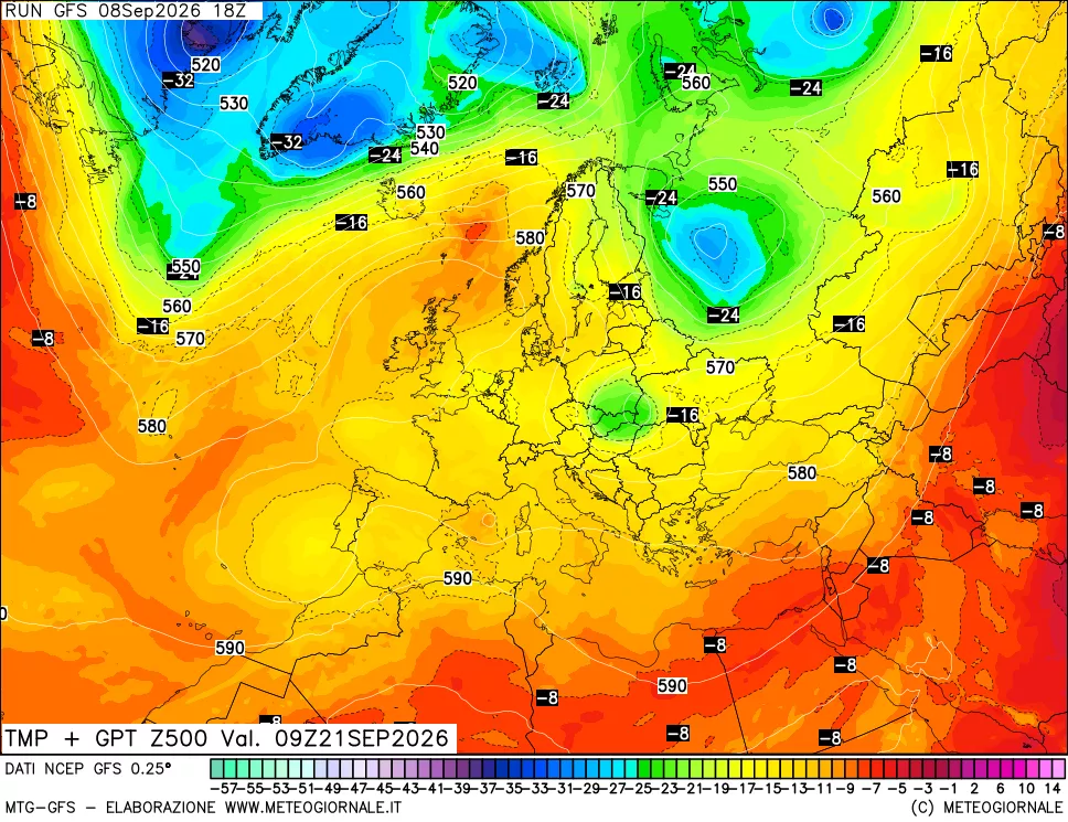 mappa 500 hPa Temp + GPT