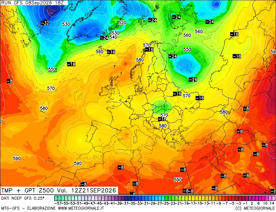 mappa 500 hPa Temp + GPT