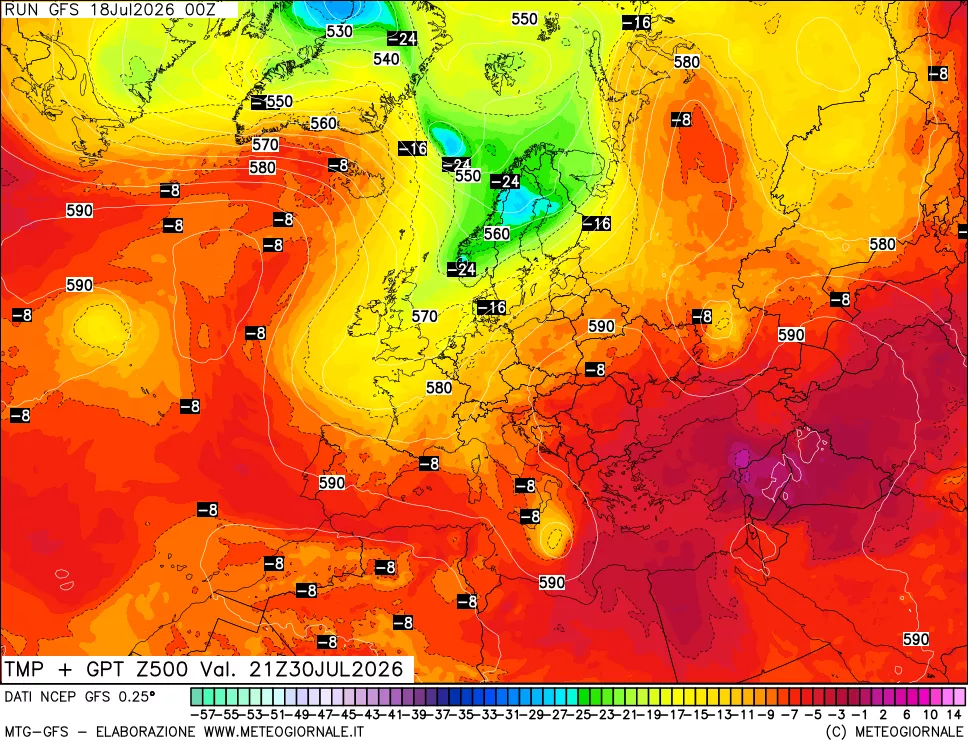 mappa 500 hPa Temp + GPT
