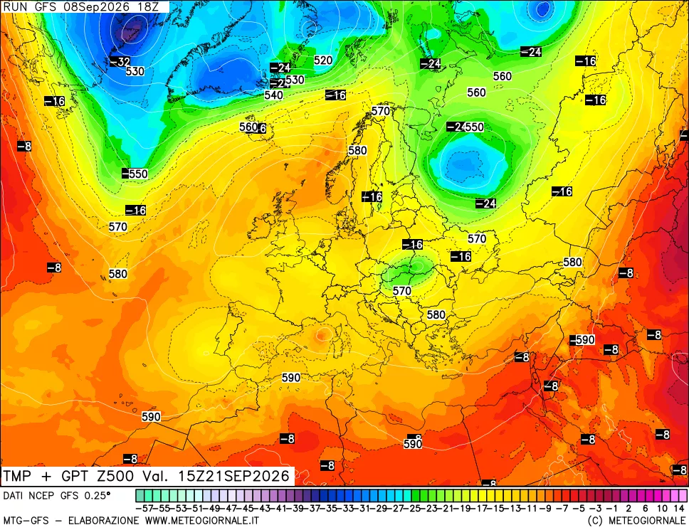 mappa 500 hPa Temp + GPT