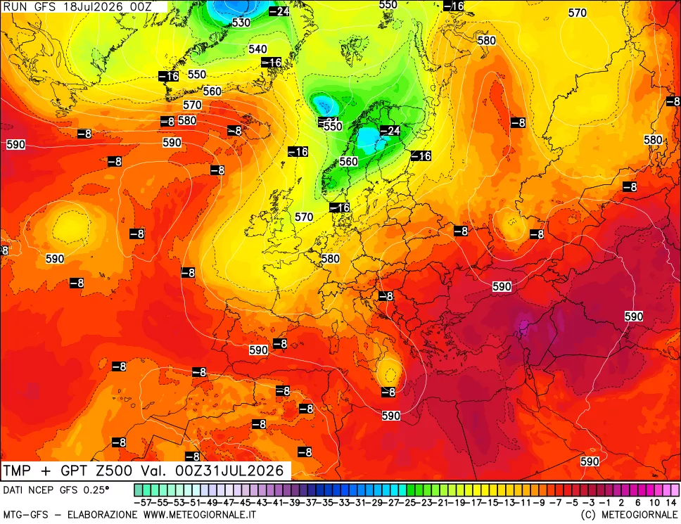 mappa 500 hPa Temp + GPT
