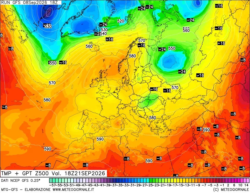 mappa 500 hPa Temp + GPT