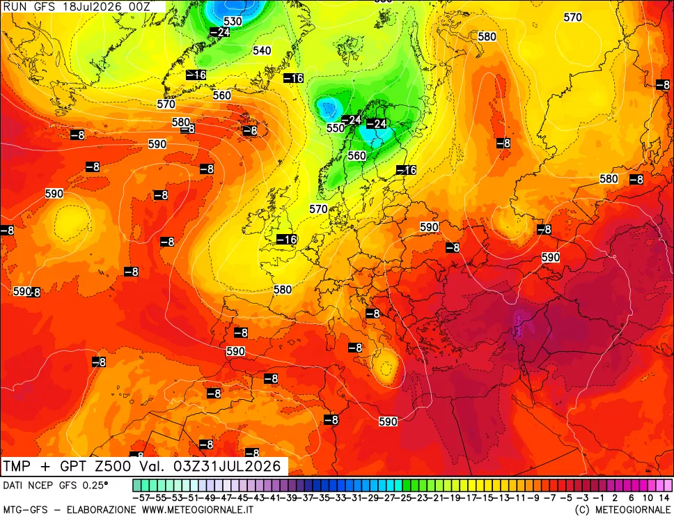 mappa 500 hPa Temp + GPT