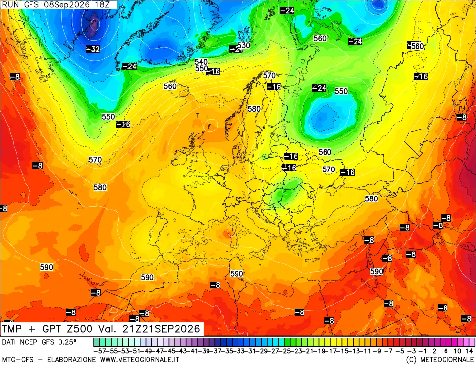 mappa 500 hPa Temp + GPT