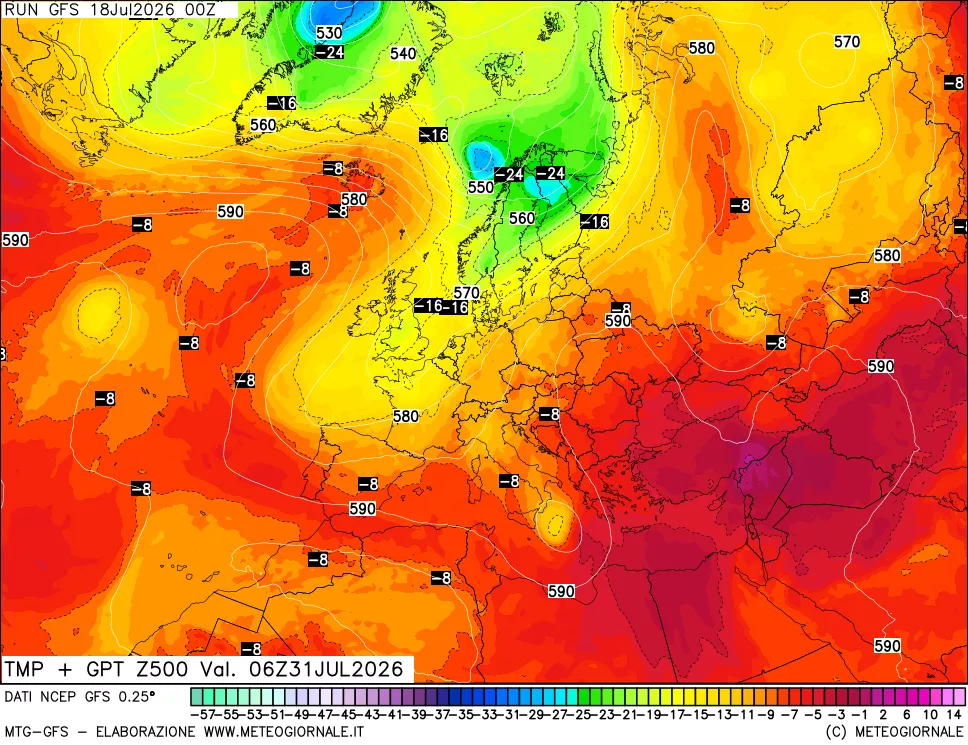 mappa 500 hPa Temp + GPT