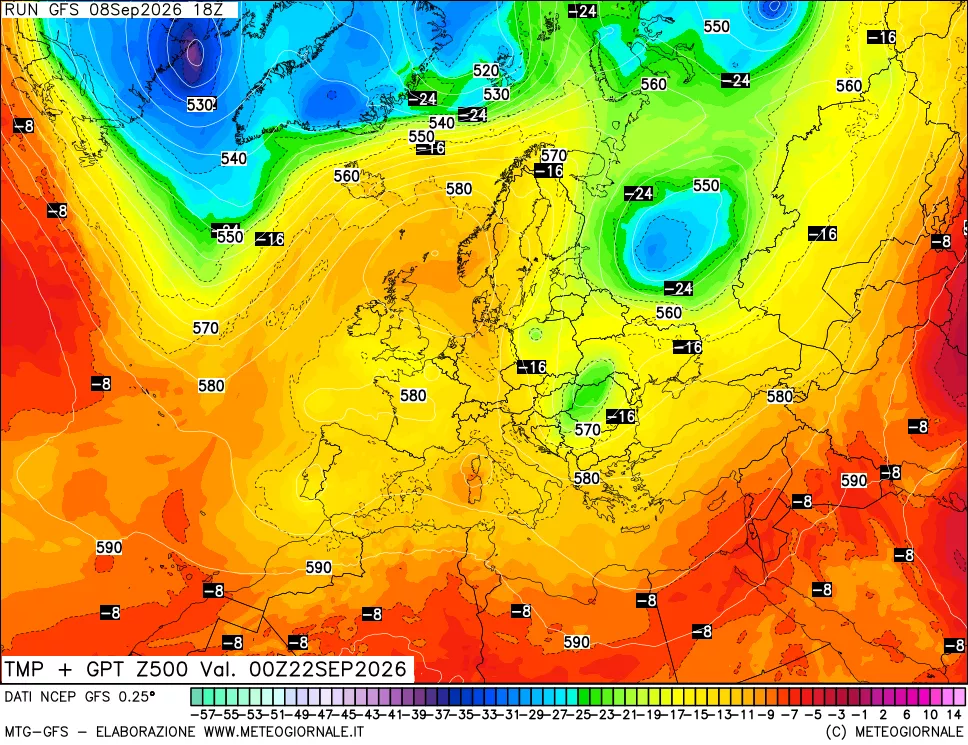 mappa 500 hPa Temp + GPT
